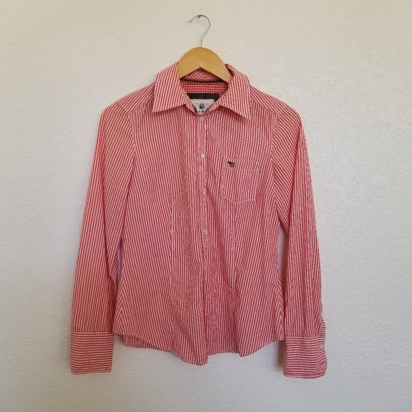 Espirit Red Striped Button Down Long Sleeve  Shirt - Picture 1 of 9